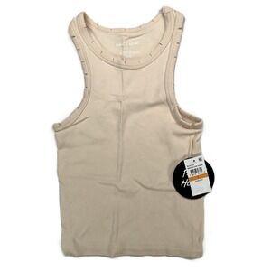 Planet Heart Juniors Women's Deconstructed Seamless Tank Top Sand Tan Size S NWT